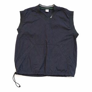 VTG Nike Golf Vest Mens L Black Windbreaker Pullover Sleeveless 90's Streetwear